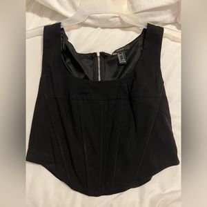 Black corset top with zipper